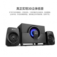 金河田 Q7 2.1声道 电脑音响 蓝牙音箱 插卡有源多媒体重低音炮 黑色 Q7蓝牙版音箱